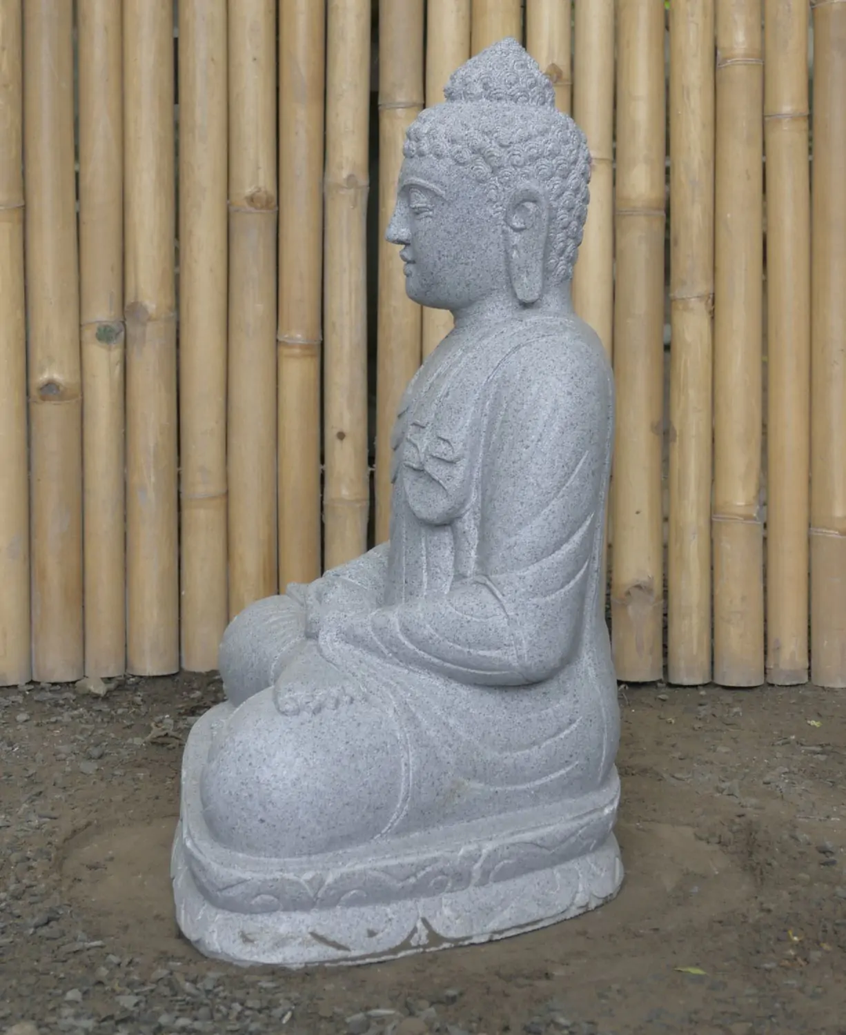  Product image 5 of the product “Seated Buddha made of Riverstone in Dhyana position - gesture of meditation, H.62 cm, natural. ”